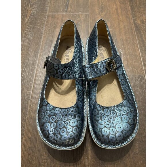 Alegria Womens Blue Button Strap Mary Jane Shoes Pal 213 Leather Comfort EU‎ 42 main image 5